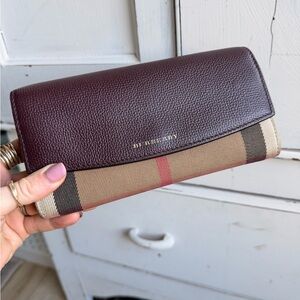 Burberry Burgundy Leather Wallet